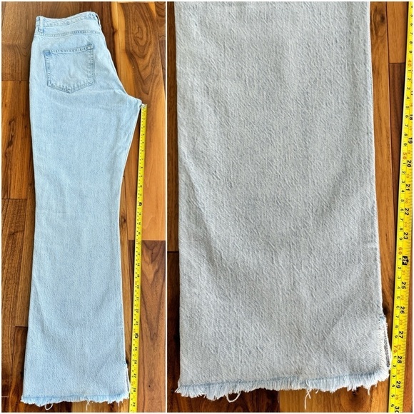 ZARA RIPPED HIGH WAIST STRAIGHT LEG JEANS Light Blue 40 / US 8 - Picture 15 of 15